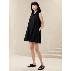 Banana Republic Black Cotton Poplin Mini Dress
